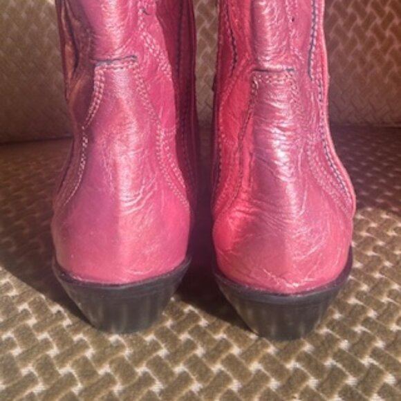 Free People Way Out West Pink Metallic Leather Cushion Ankle Cowboy Boots NEW 7 - Picture 15 of 16